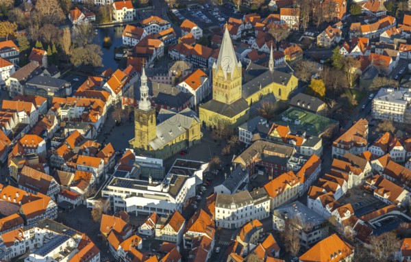 Aerial view, city centre view, old town, St. Petri Church Alde Kerke, St. Patrokli Cathedral,