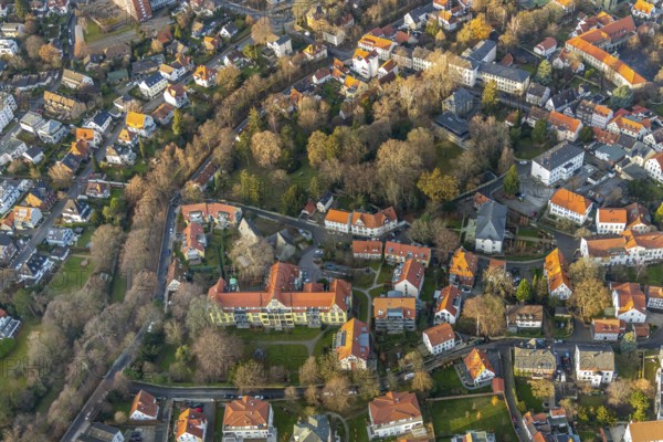 Aerial view, Bergenthalpark, Spital Physio, Soest, Soester Börde, North Rhine-Westphalia, Germany,