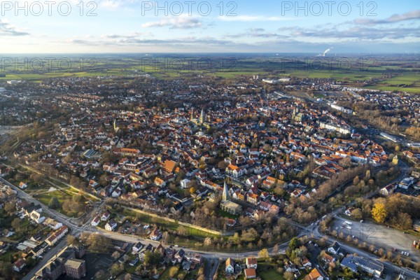 Aerial view, city centre view, old town, Wallstraßen, protestant church Sankt Maria zur Wiese, St.