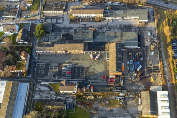 Aerial view, construction site, new construction of residential buildings, former Merkur site,