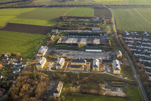 Aerial view, construction area former Kanaal van Wessem barracks, housing estate and refugee