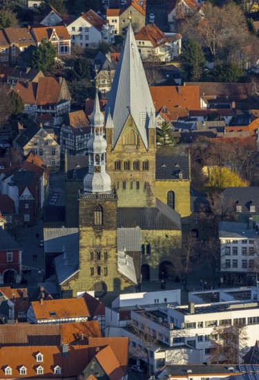 Aerial view, city centre view, old town, St. Petri Church Alde Kerke, St. Patrokli Cathedral,