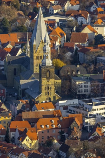 Aerial view, city centre view, old town, St. Petri Church Alde Kerke, St. Patrokli Cathedral,