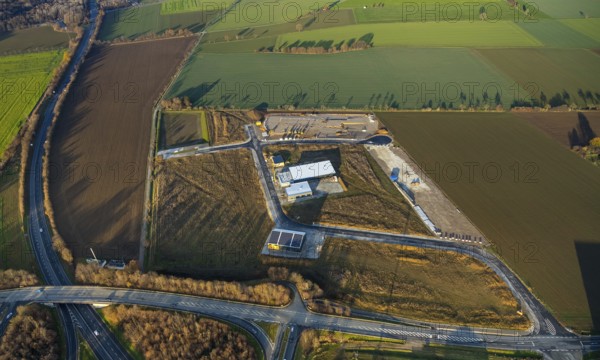 Aerial view, construction site, new building, industrial estate Wasserfuhr, Gebrüder-Ernst-Straße,