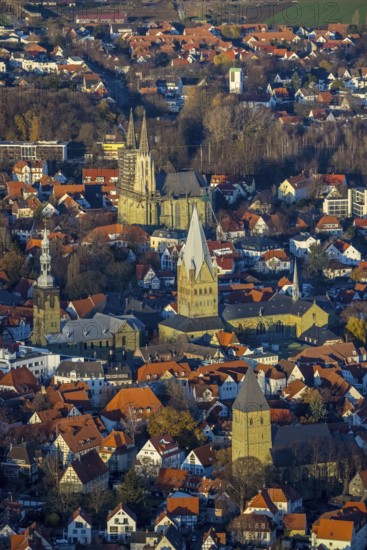 Aerial view, city centre view, old town, protestant church Sankt Maria zur Wiese, St. Petri Alde