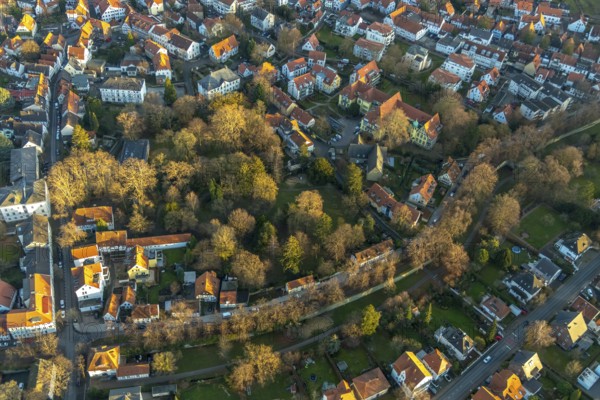 Aerial view, Bergenthalpark, Spital Physio, Soest, Soester Börde, North Rhine-Westphalia, Germany,