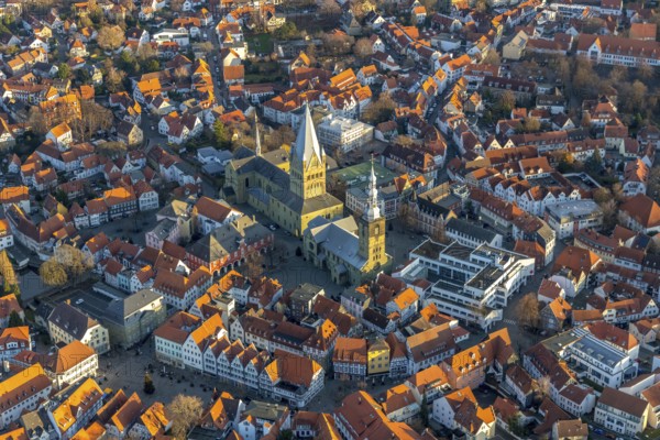Aerial view, city centre view, old town, St. Petri Church Alde Kerke, St. Patrokli Cathedral,
