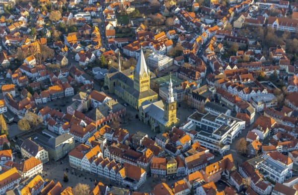 Aerial view, city centre view, old town, St. Petri Church Alde Kerke, St. Patrokli Cathedral,