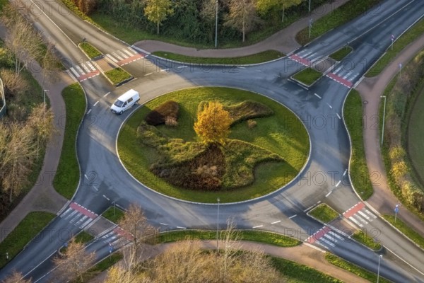 Aerial view, New roundabout Danziger Ring, Oestinghauser Straße, Soest, Soester Börde, North