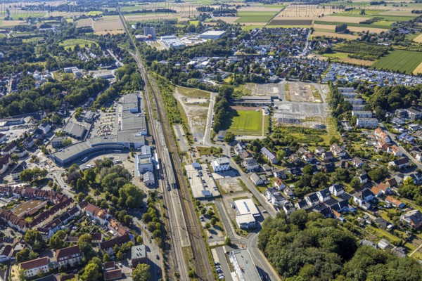 Aerial view, development area of the industrial wasteland at Teinenkamp in Soest, wasteland north
