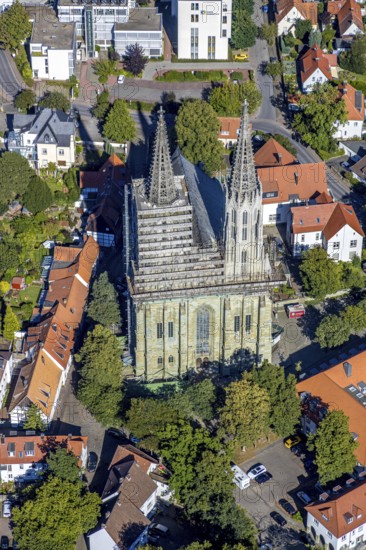 Aerial view, restoration of the Protestant church Sankt Maria zur Wiese, Soest, Soester Börde,