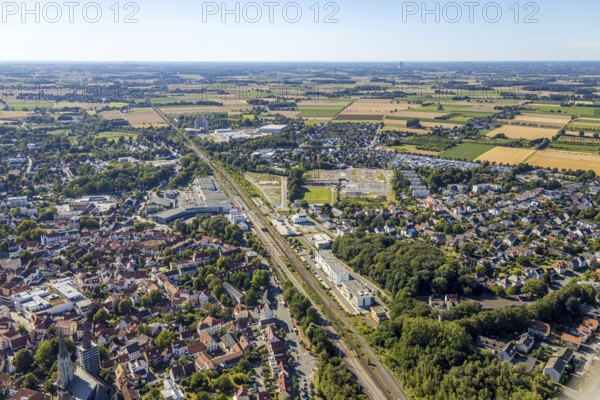 Aerial view, development area of the industrial wasteland at Teinenkamp in Soest, wasteland north