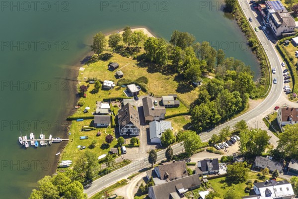 Aerial view, campsite Seeblick, Meinerzhagen, Märkischer Kreis, Sauerland, North Rhine-Westphalia,