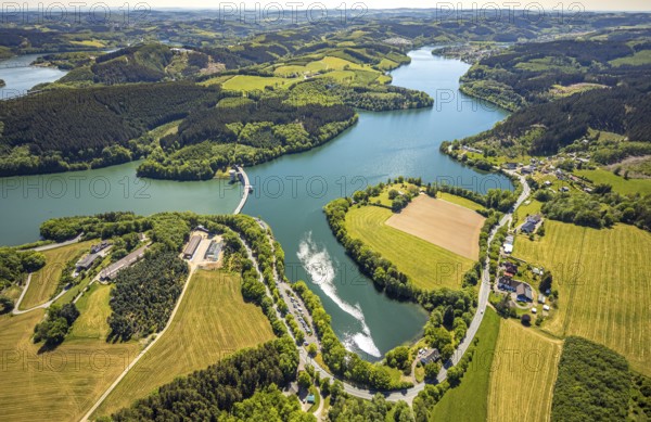 Aerial view, Lister dam, Meinerzhagen, Märkischer Kreis, Sauerland, North Rhine-Westphalia,