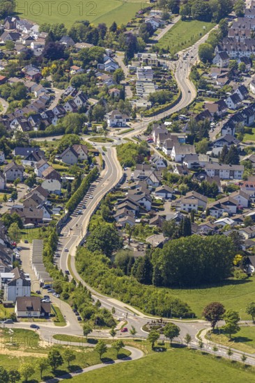 Aerial view, Fumberg Straße, Meinerzhagen, Märkischer Kreis, Sauerland, North Rhine-Westphalia,