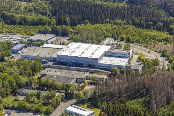 Aerial view, company buildings Lydall Gerhardi GmbH, Leopold Kostal GmbH, Meinerzhagen, Märkischer
