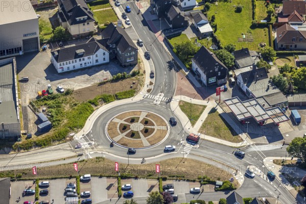 Aerial view, new roundabout Wuppertaler Straße, Niedersprockhövel, Sprockhövel, Ruhr area, North