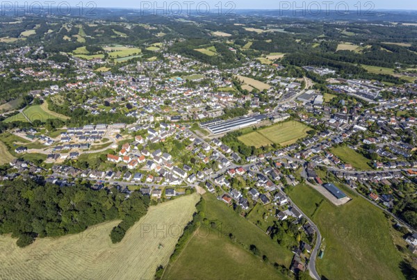 Aerial view, local view Niedersprockhövel, new building residential area Steinegge, Riepelsiepen,