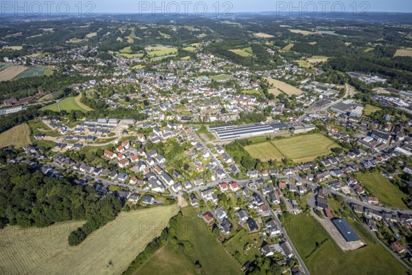Aerial view, local view Niedersprockhövel, new building residential area Steinegge, Riepelsiepen,