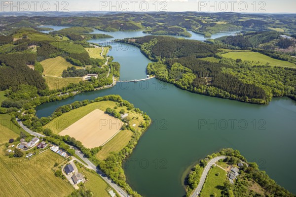 Aerial view, Lister dam, Meinerzhagen, Märkischer Kreis, Sauerland, North Rhine-Westphalia,