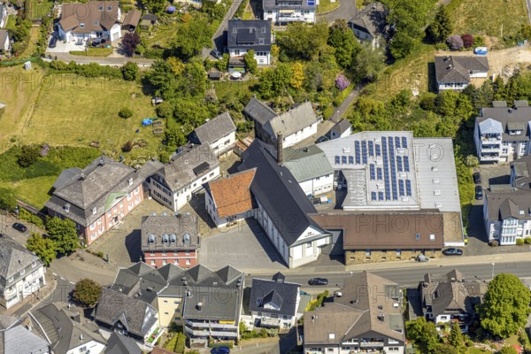 Aerial view, company building Krugmann Markenspirituosen GmbH, Meinerzhagen, Märkischer Kreis,
