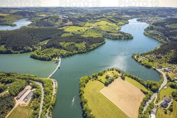 Aerial view, Lister dam, Meinerzhagen, Märkischer Kreis, Sauerland, North Rhine-Westphalia,