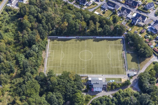 Aerial view, sports field, Huckenohl stadium, Menden, Sauerland, Märkischer Kreis, North