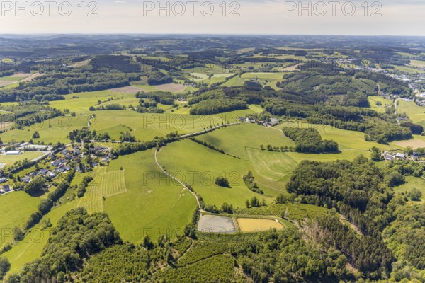 Aerial view, ponds at Volmestraße, sewage treatment plant, Meinerzhagen, Märkischer Kreis,