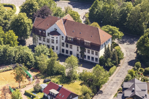 Aerial view, music school Volmetal, youth centre Meinerzhagen, Meinerzhagen, Märkischer Kreis,