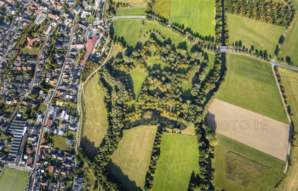 Aerial view, Lipperode Castle, in the forest, Lipperode, Lippstadt, Soest district, North