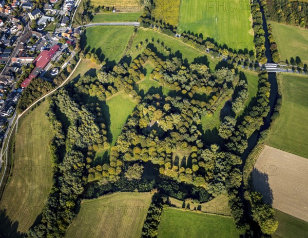 Aerial view, Lipperode Castle, in the forest, Lipperode, Lippstadt, Soest district, North