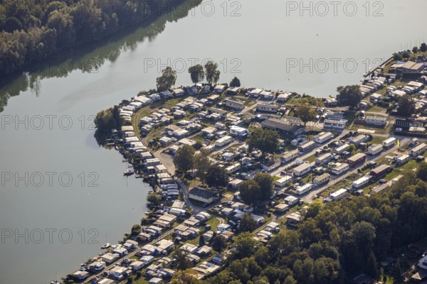 Aerial view, Camping Margaretensee, Lippstadt, Kreis Soest, North Rhine-Westphalia, Germany,
