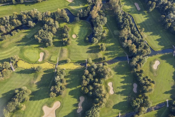 Aerial view, golf course, GolfClub Lippstadt, Lippstadt, Kreis Soest, North Rhine-Westphalia,