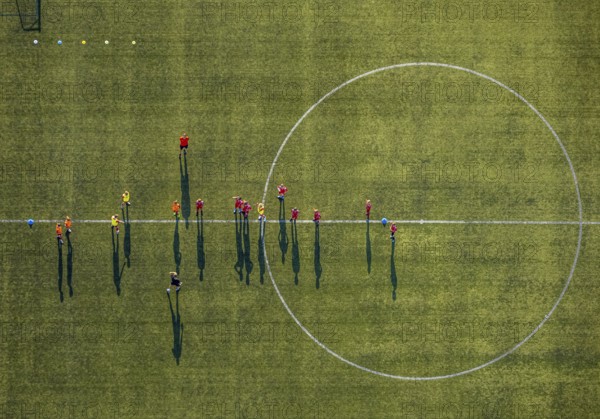 Aerial view, sports facility, SV Lippstadt 08 stadium, Liebelt-Arena, football players training,