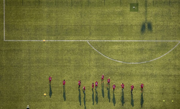 Aerial view, sports facility, SV Lippstadt 08 stadium, Liebelt-Arena, football players training,