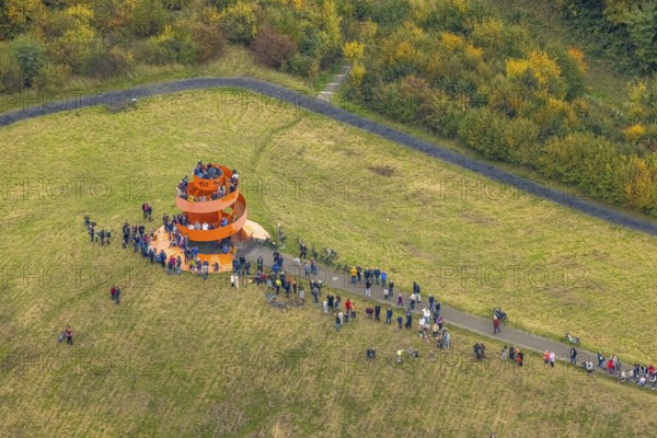Aerial photo, thousands of spectators watched with great interest as the Gersteinwerk chimney was