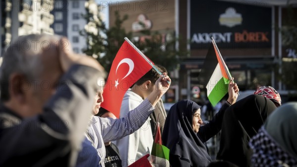 Gaziantep, Türkiye – October 11, 2025: Thousands of Turkish citizens take part in a large