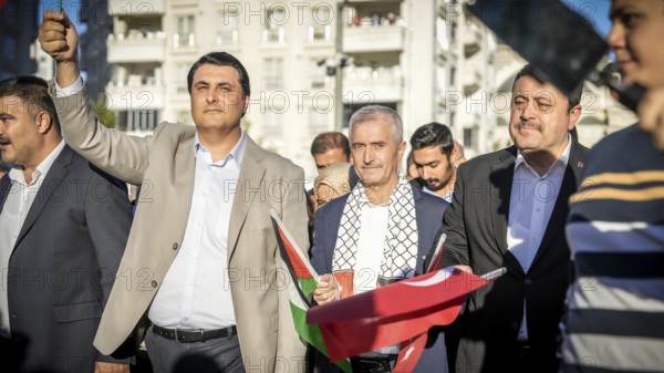 Gaziantep, Türkiye – October 11, 2025: Turkish officials participate in a large rally supporting