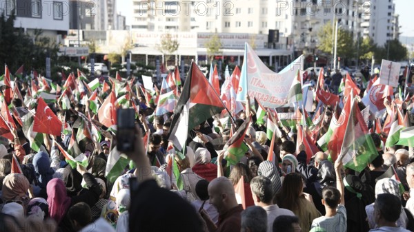 Gaziantep, Türkiye – October 11, 2025: Thousands of Turkish citizens take part in a large