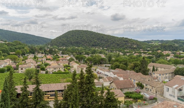 Aerial scenery around Vaison-la-Romaine, a town in the Vaucluse department in the Provence region