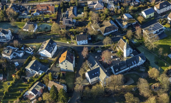 Aerial view, local view Holthausen, Evang. Gnadenkirche, Holthausen, Hagen, Ruhr area, North