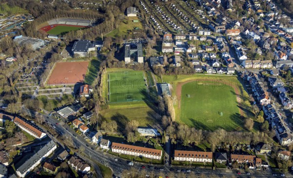 Aerial view, residential area Altenhagen, Stadionstraße, sports park Ischeland, Ischelandstadion,