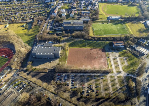 Aerial photo, Ischelandhalle, sports facility, Theodor-Heuss-Gymnasium, Hagen, Ruhr area, North