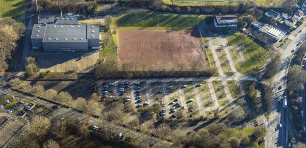 Aerial photo, Ischelandhalle, sports facility, Theodor-Heuss-Gymnasium, Hagen, Ruhr area, North