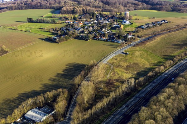 Aerial view, district Haßley and new development area, Hagen, Ruhr area, North Rhine-Westphalia,