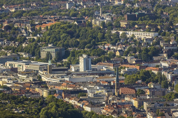 Aerial view, city centre view, Johanniskirche, Rathaus Galerie Hagen, Mittelstadt, Hagen, Ruhr