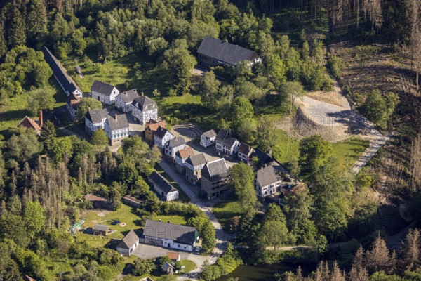 Aerial view, open-air museum Hagen, LWL, Hagen, Ruhr area, North Rhine-Westphalia, Germany, DE,