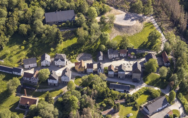 Aerial view, open-air museum Hagen, LWL, Hagen, Ruhr area, North Rhine-Westphalia, Germany, DE,