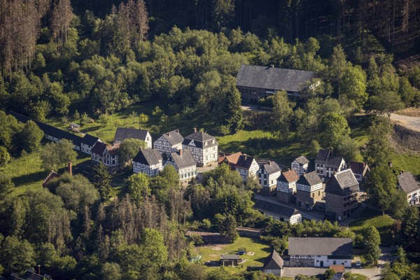Aerial view, open-air museum Hagen, LWL, Hagen, Ruhr area, North Rhine-Westphalia, Germany, DE,