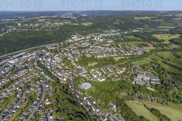 Aerial view, local view Eilpe, comprehensive school Eilpe Hagen, Otto-Densch-Halle, Hagen, Ruhr